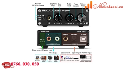 DAC Suca Q3 Pro – Giải Mã 24bit/192Khz -Chuyên Cổng Quang Cho Tivi 